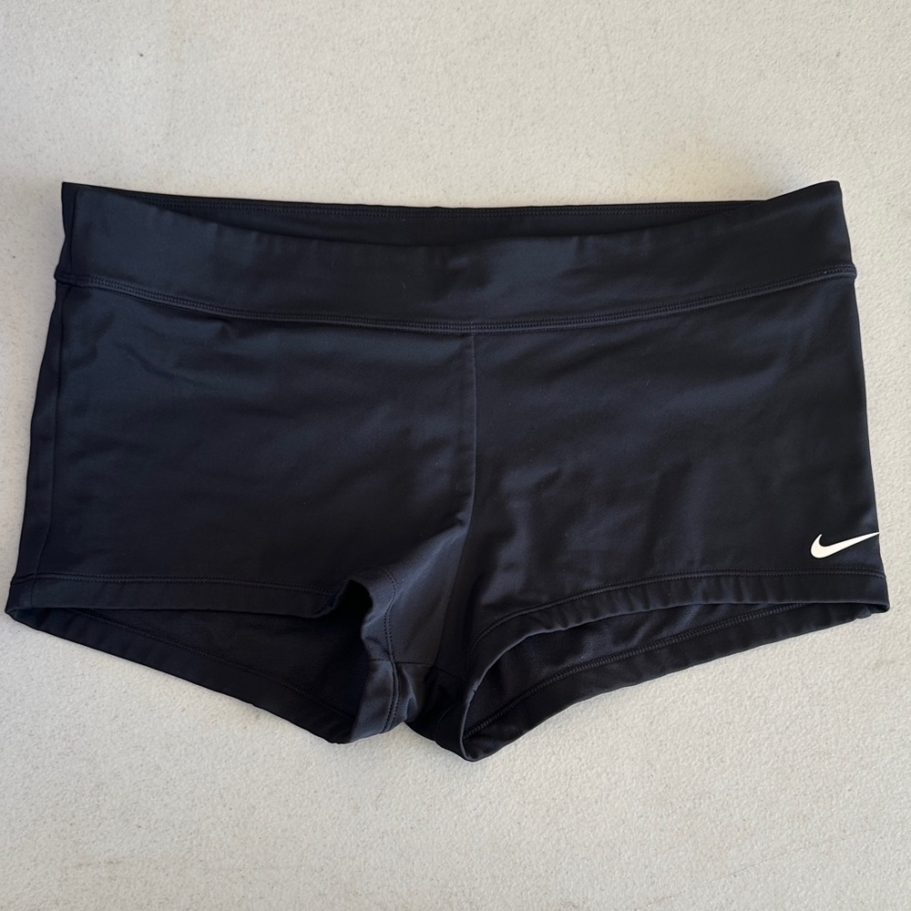 Nike Black Women's Swim/Active Bike Shorts with White Swoosh
